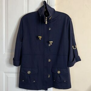 Vecceli Italy Navy‎ mock 3/4 Sleeve Outdoor Jacket Size L